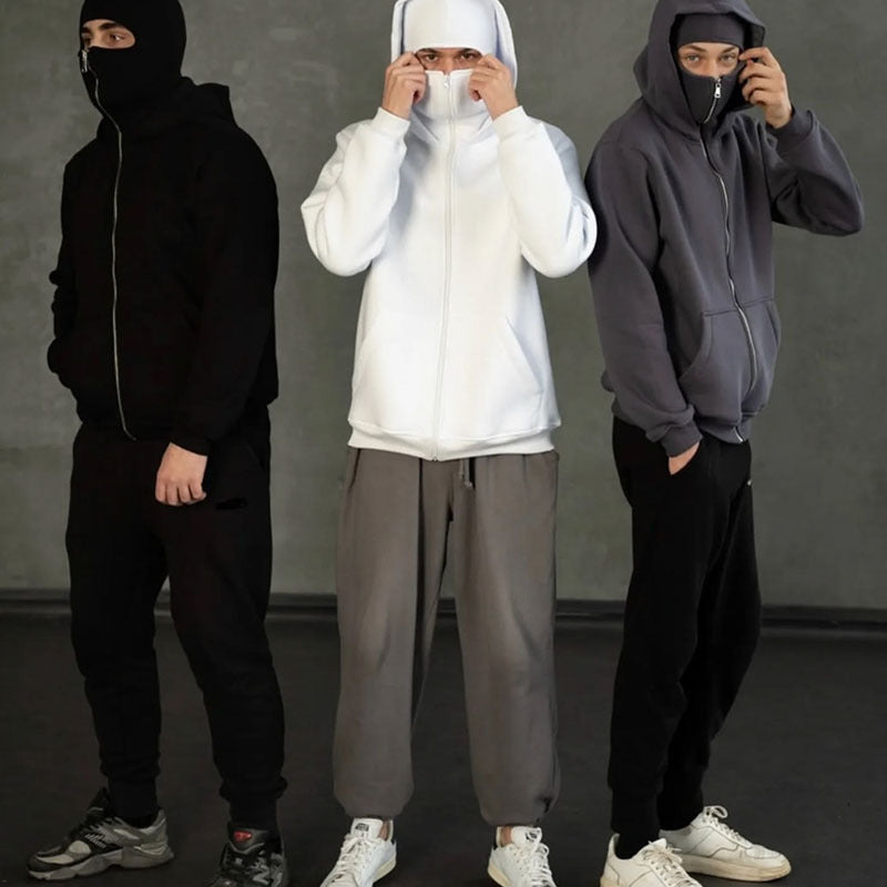 Zip-Up Double-Hooded Sweatshirt