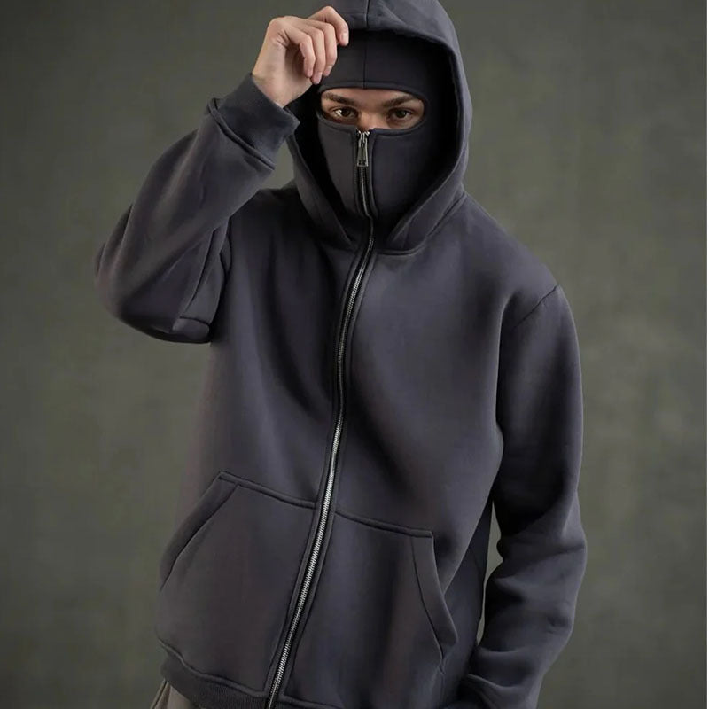 Zip-Up Double-Hooded Sweatshirt