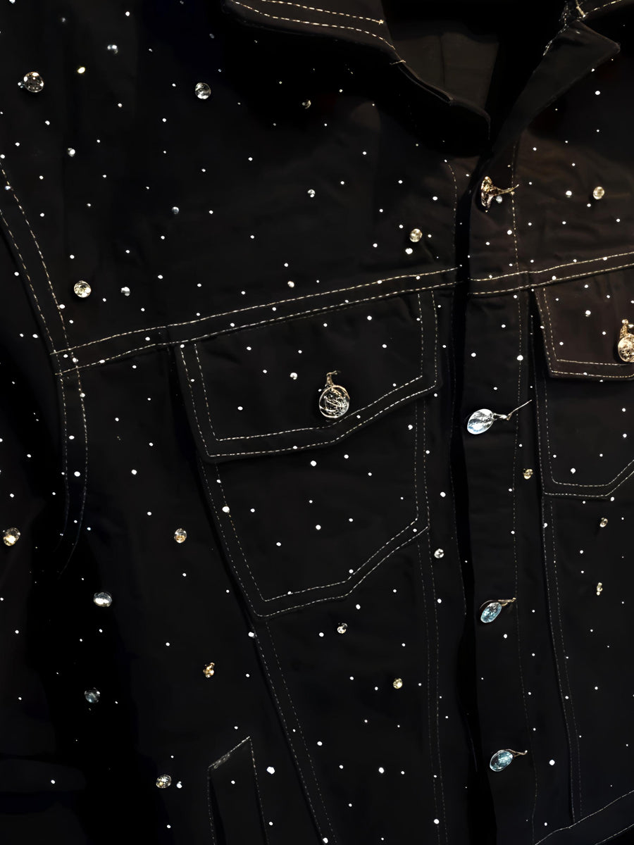 Men's Rhinestone Sparkle Denim Jacket