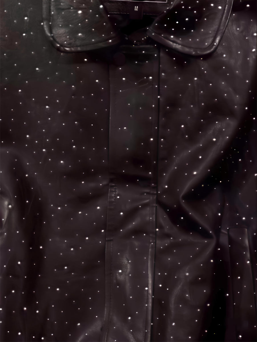 Fashion PU Rhinestone Sparkle Jacket