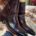 Men's Thick-Heel Point-Toe Buckle Detail Ankle Boots