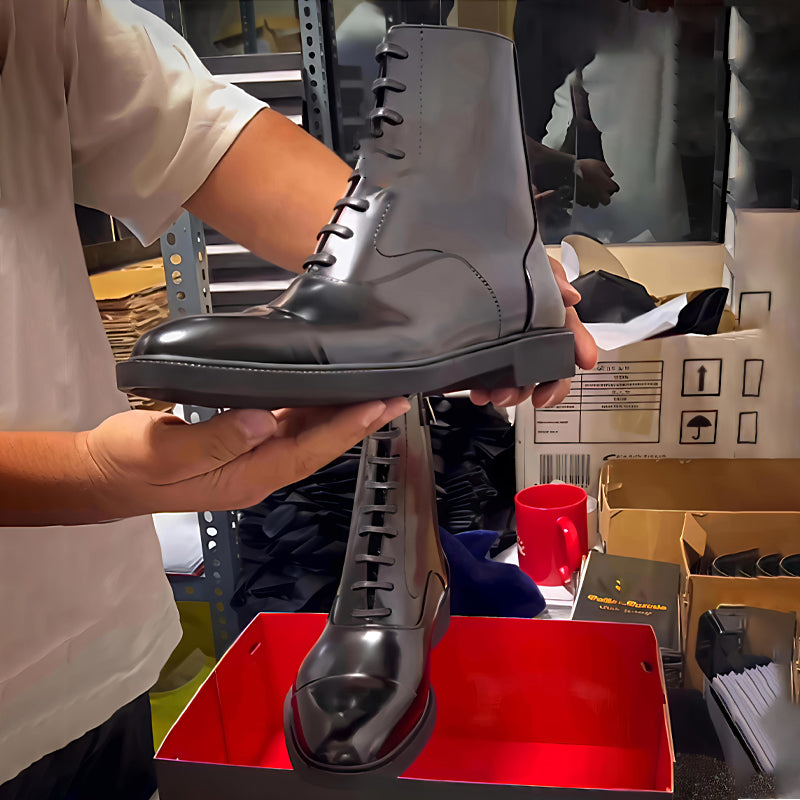 Men's Casual Leather Shoes Lace-Up Business Chelsea Boots