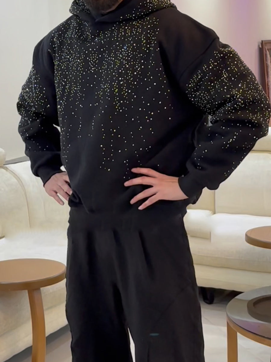 Men's Rhinestone Sparkle Hooded Sweater