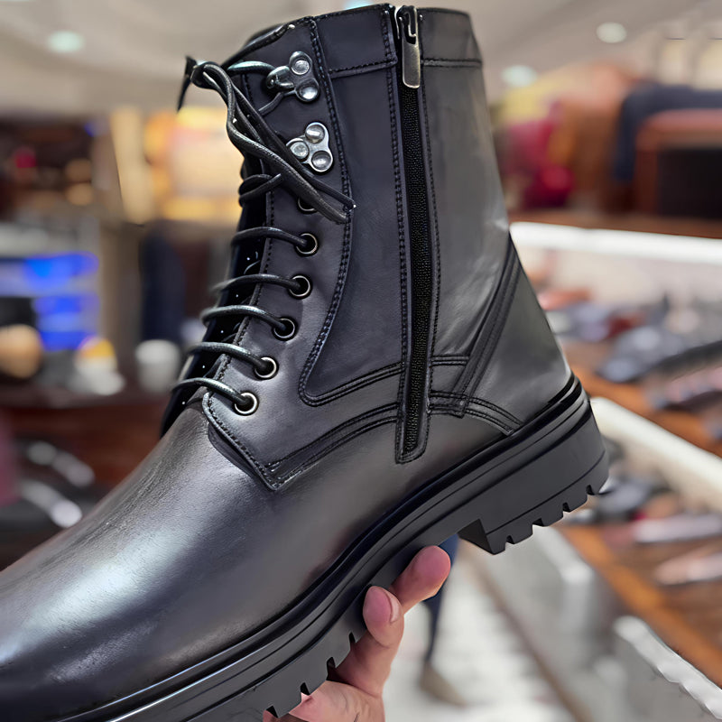 Men's Platform Distressed Lace-up Martin Boots