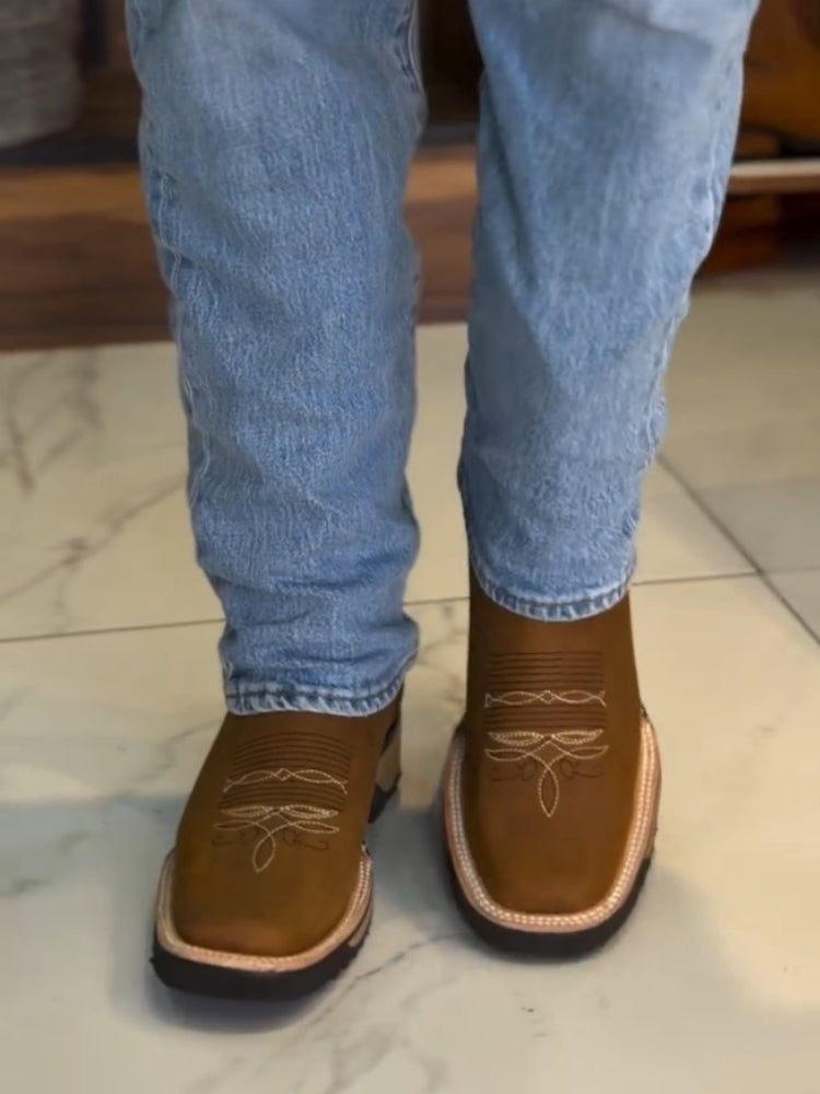 Brown Western Boots With Embroidered Shaft