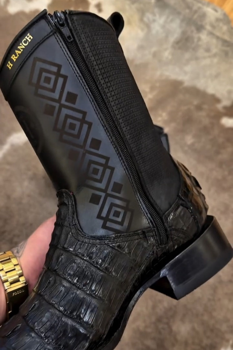 Black Crocodile-Effect Chelsea Boot