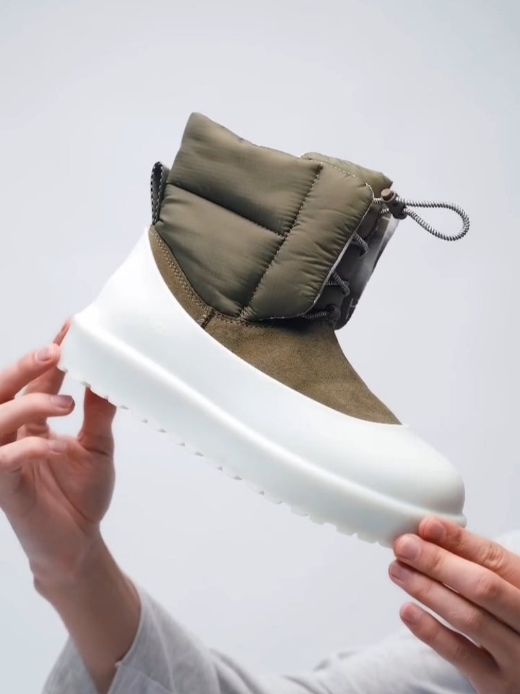 Olive Nubuck Boots With Foam Platform Sole