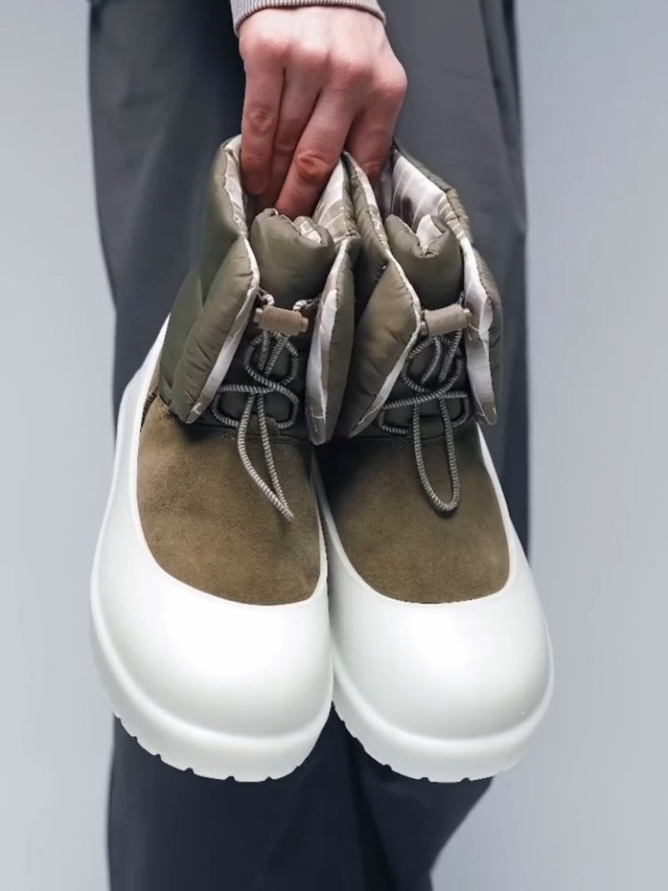 Olive Nubuck Boots With Foam Platform Sole