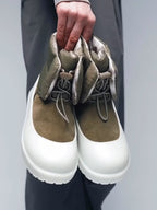 Olive Nubuck Boots With Foam Platform Sole