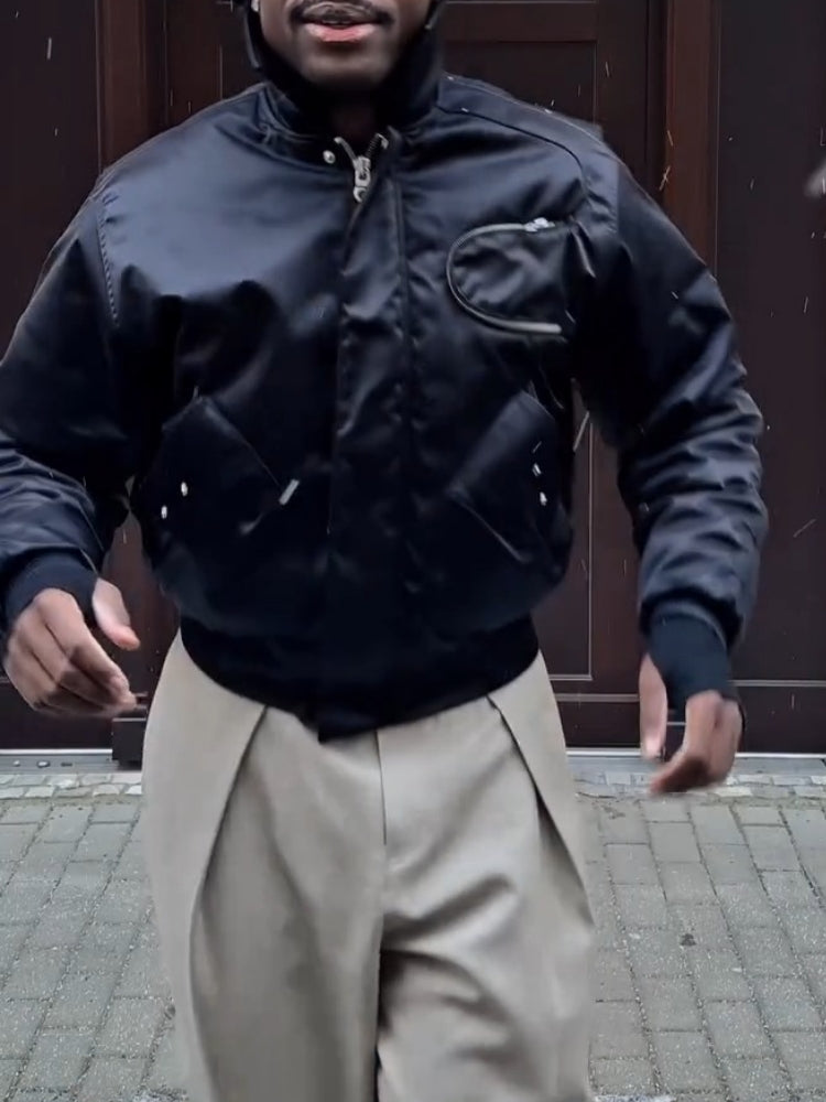 Men’s Navy Quilted Bomber Jacket