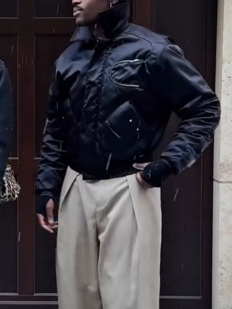 Men’s Navy Quilted Bomber Jacket