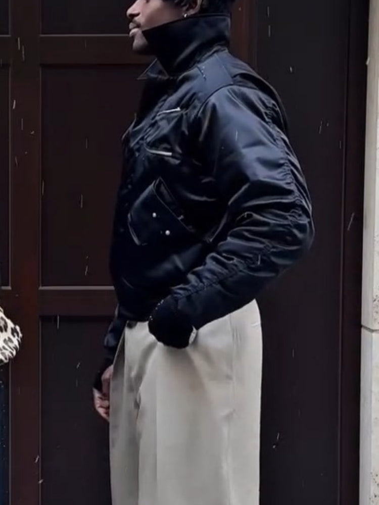 Men’s Navy Quilted Bomber Jacket