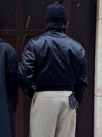 Men’s Navy Quilted Bomber Jacket