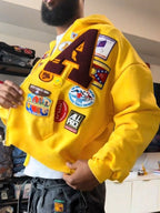 Patchwork Embroidered Varsity Jacket For Men