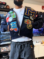 Patchwork Embroidered Varsity Jacket For Men