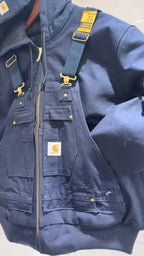 Industrial-Style Navy Bomber Jacket With Straps