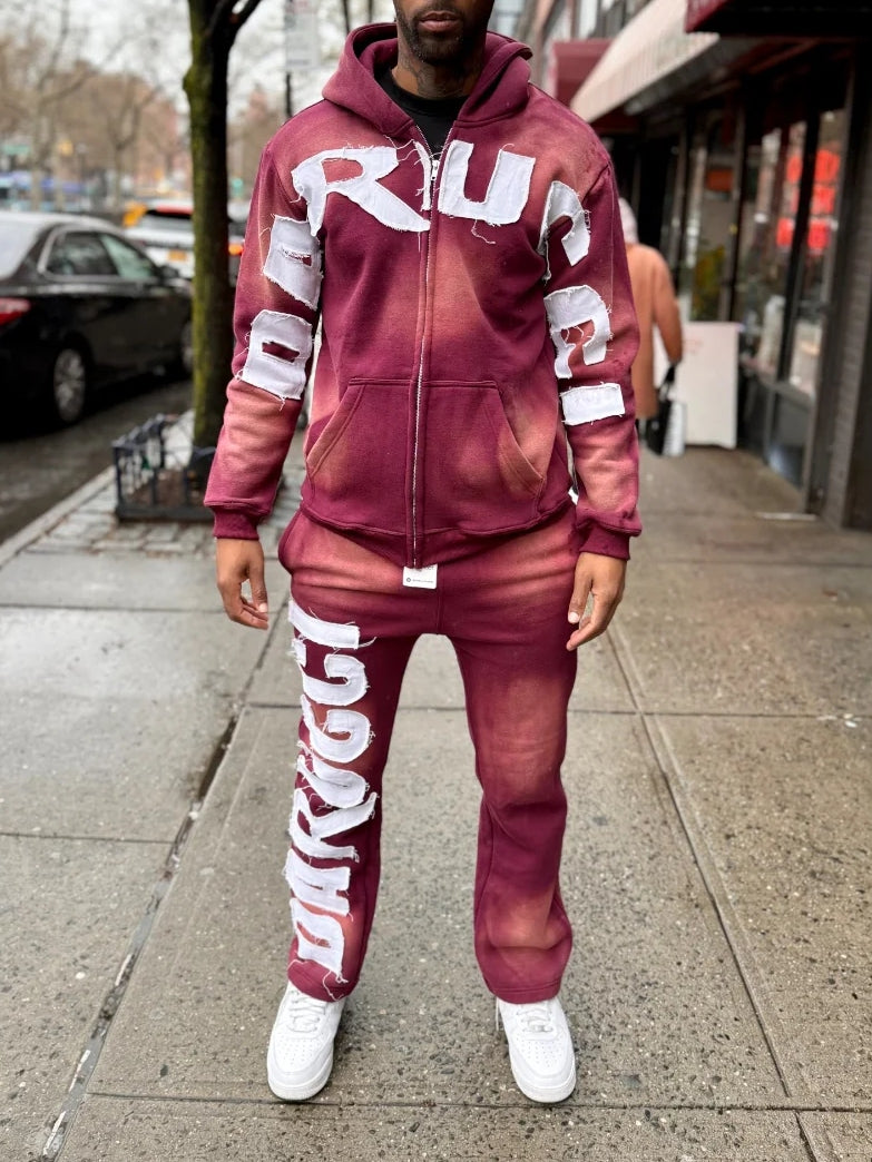 Mulberry Tracksuit With Large White Lettering