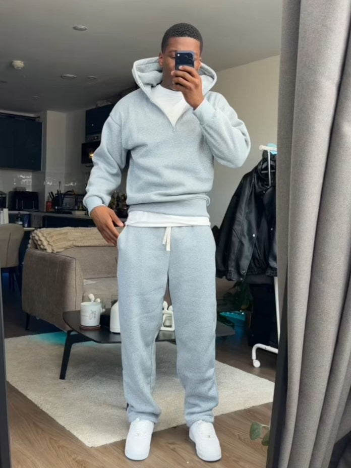 Light Grey Hoodie With Cozy Joggers Set