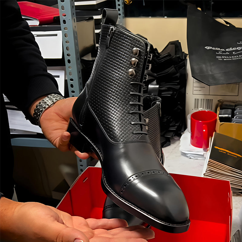 Men's Point-Toe Stud Ankle Boots