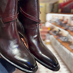 Men's Thick-Heel Point-Toe Buckle Detail Ankle Boots