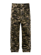Men's Pearl Decoration Camo Cargo Embellish Pants