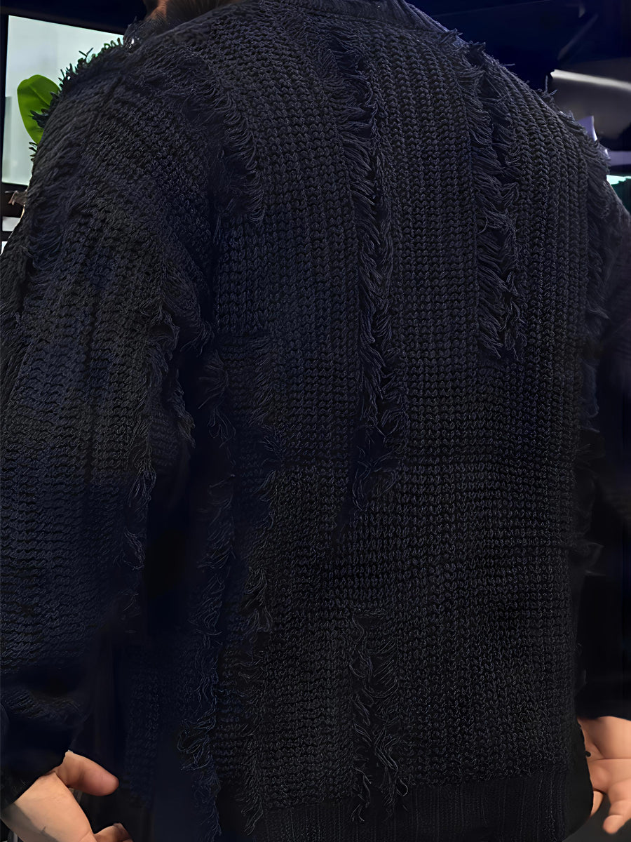 Men's Fringed Loose Knit Sweater
