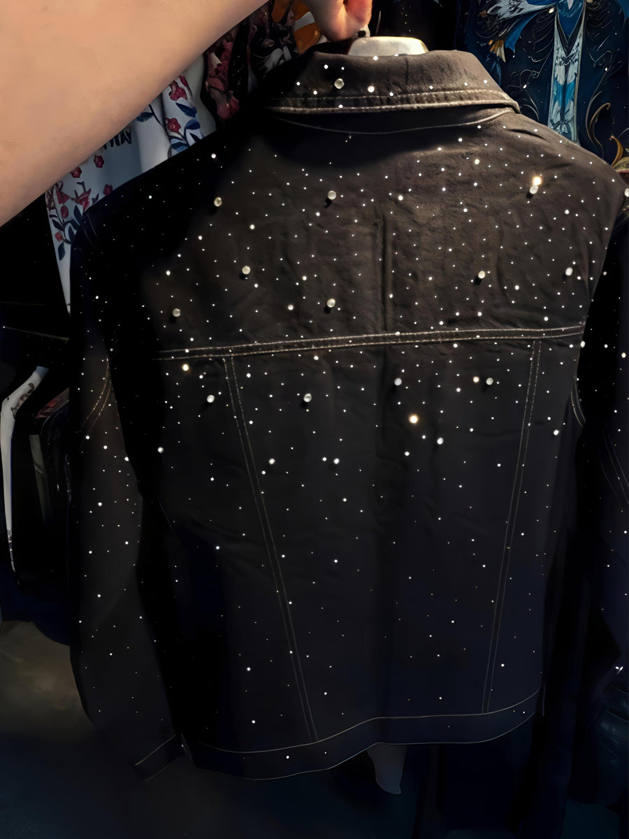 Men's Rhinestone Sparkle Denim Jacket