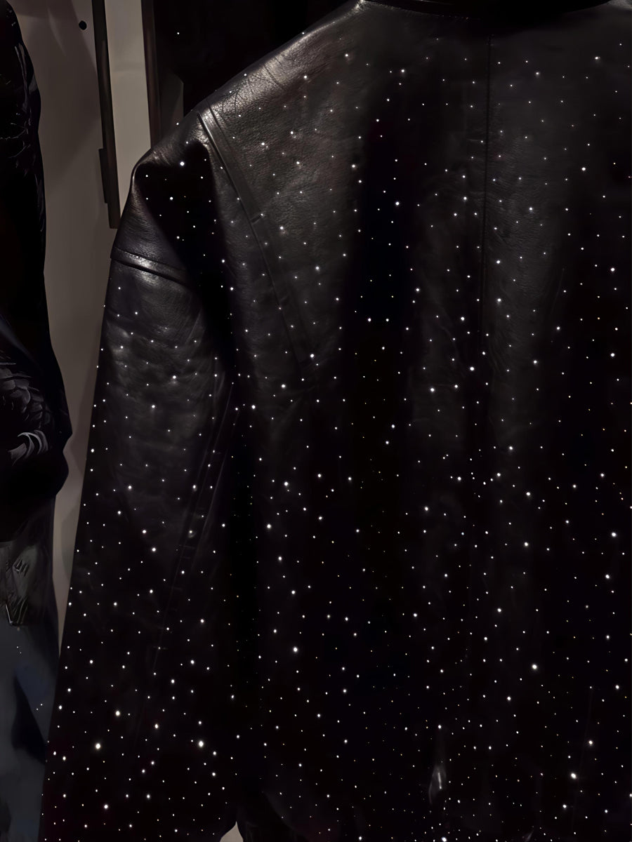 Fashion PU Rhinestone Sparkle Jacket