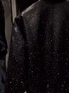 Fashion PU Rhinestone Sparkle Jacket