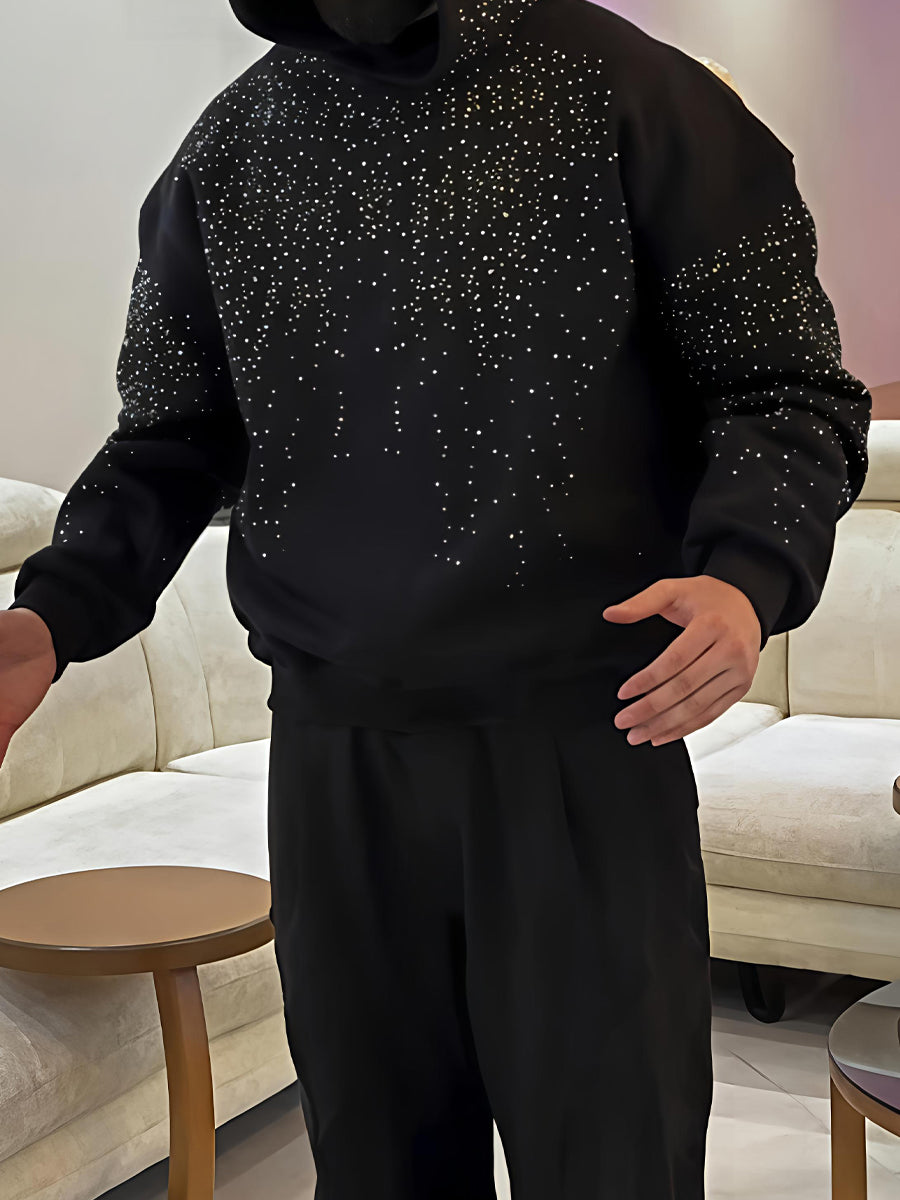 Men's Rhinestone Sparkle Hooded Sweater