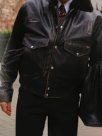 Faux Fur Collar Leather Cropped Jacket