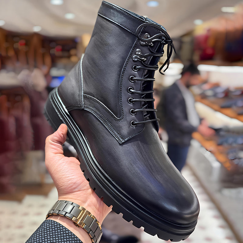 Men's Platform Distressed Lace-up Martin Boots