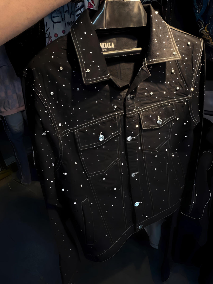 Men's Rhinestone Sparkle Denim Jacket