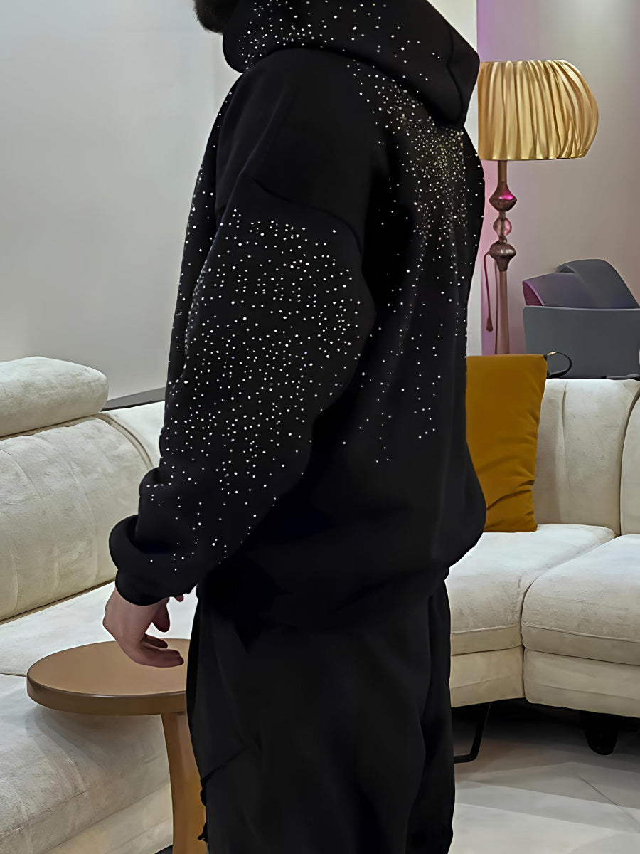 Men's Rhinestone Sparkle Hooded Sweater