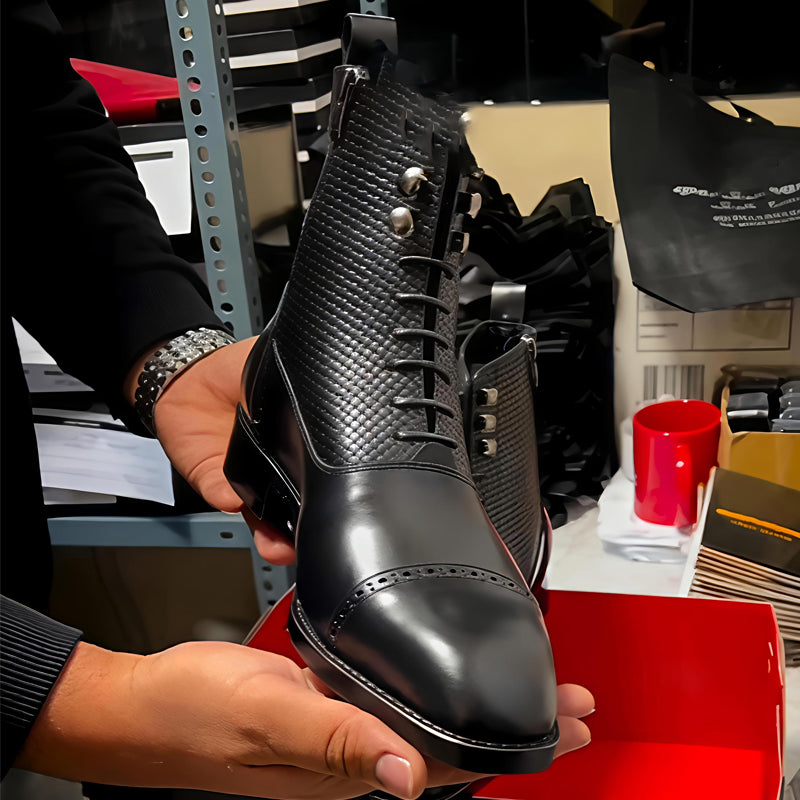 Men's Point-Toe Stud Ankle Boots