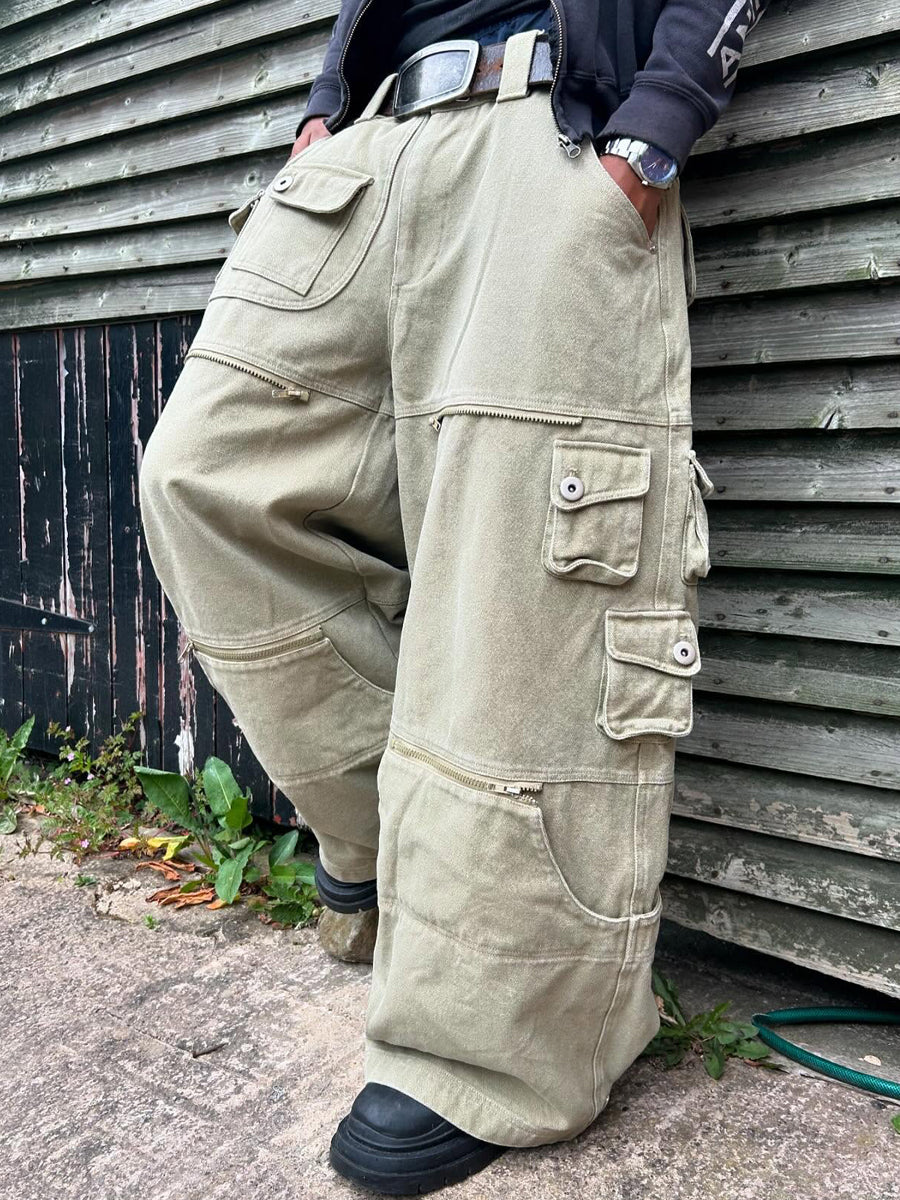 3D Cargo Pockets Adjustable Jeans