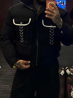 Men's Eyelet Detail Pockets Cotton-padded Jacket