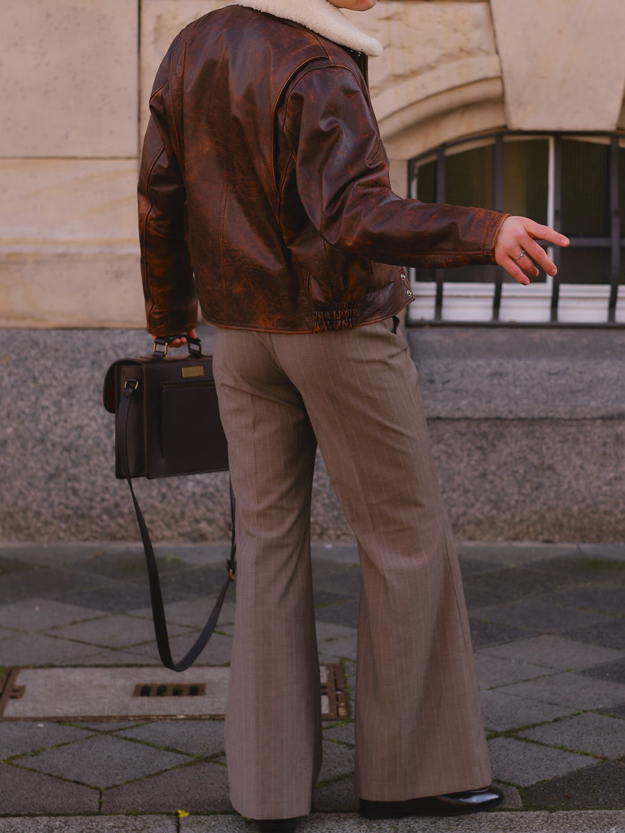 Faux Fur Collar Leather Cropped Jacket