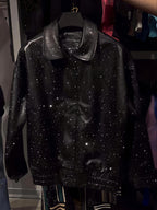 Fashion PU Rhinestone Sparkle Jacket