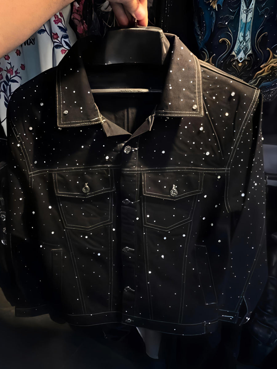 Men's Rhinestone Sparkle Denim Jacket
