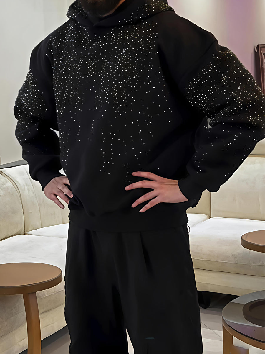 Men's Rhinestone Sparkle Hooded Sweater