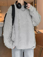 Men's Fringed Loose Knit Sweater