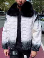 Contrast Faux Fur Lapel Coat